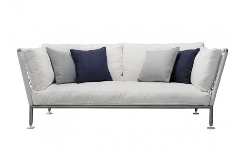 Coro Nest 90 Sofa 2100 x 1075 x 790 mm mit Stabrücken abnehmbarer Stoffbezug Rahmen Edelstahl satiniert