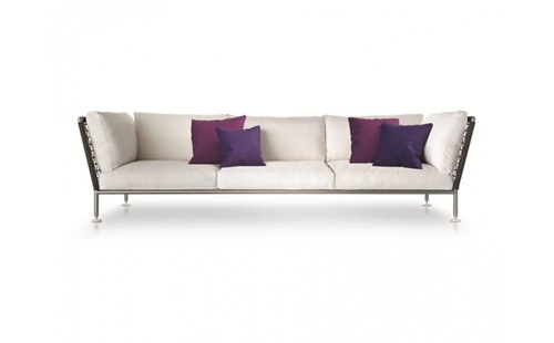 Coro Nest 75 Sofa 3030 x 925 x 790 mm mit Stabrücken abnehmbarer Stoffbezug Rahmen Edelstahl satiniert