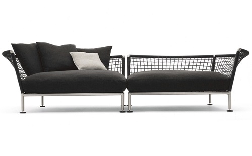 Coro Nest 90 Sofa circolare 1265 x 1265 x 790 mit Stabrücken abnehmbarer Stoffbezug Rahmen Edelstahl satiniert