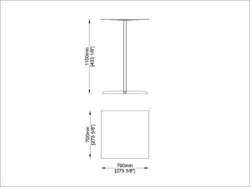 CORO RAB Tisch quadratisch 70 x Höhe 110 cm