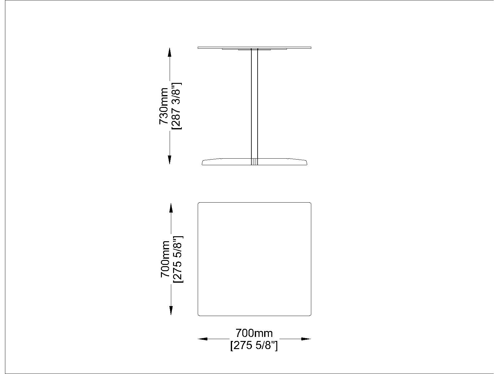 CORO RAB Tisch quadratisch 70 x Höhe 73 cm
