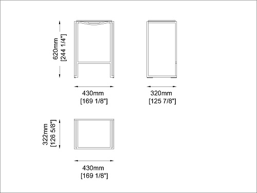 Coro SG1 stabelbarer Hocker PVC Höhe 620 mm PVC Schnur 3 mm oder Acrylschnur 6 mm Rahmen Edelstahl satiniert