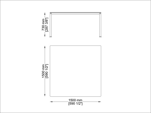 Coro Shot Outdoor Tisch quadratisch 1500 x 1500 x 730 mm Rahmen Edelstahl satiniert