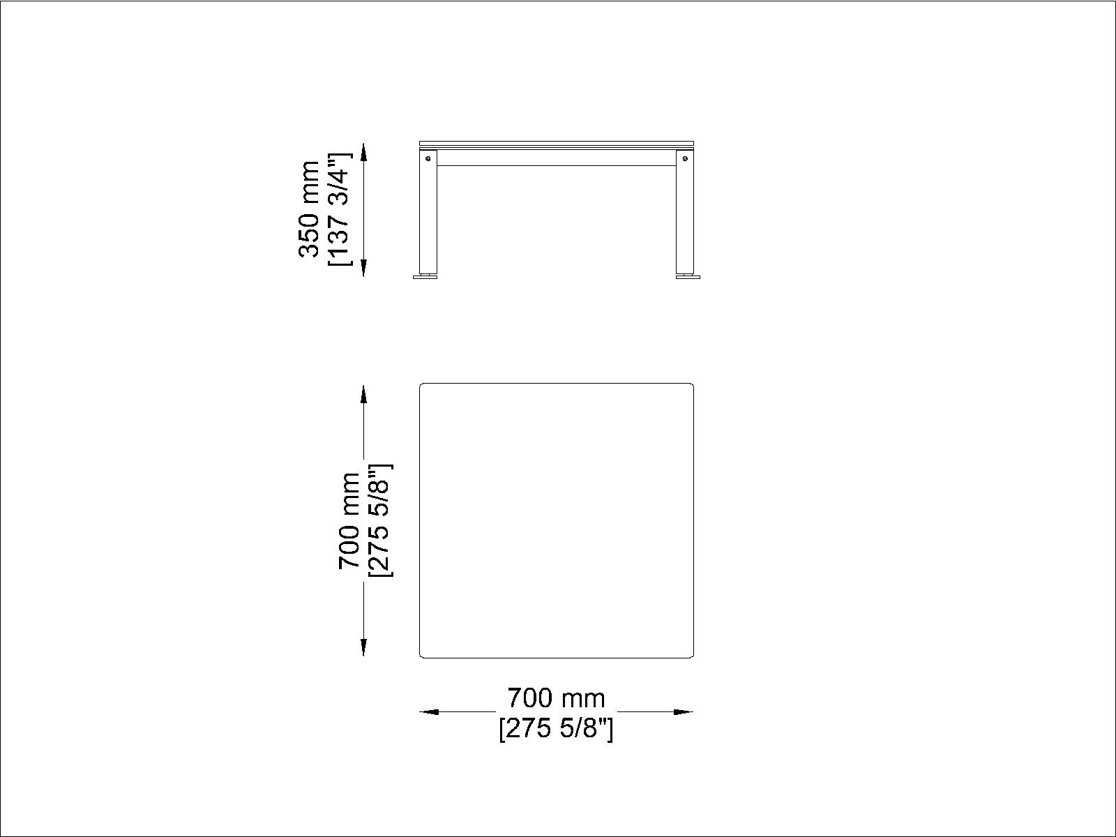 Coro Shot Outdoor Beistelltisch quadratisch 700 x 700 x 350 mm Rahmen Edelstahl satiniert Tischplatte aus HPL  