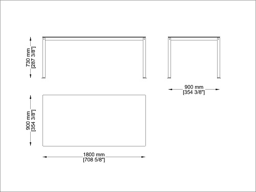 Coro Shot Outdoor Tisch rechteckig 1800 x 900 x 730 mm Rahmen Edelstahl satiniert