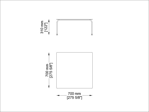 Coro Jubeae Tisch quadratisch 700 x 700 x 310 mm Rahmen Edelstahl satiniert oder pulverbeschichtet