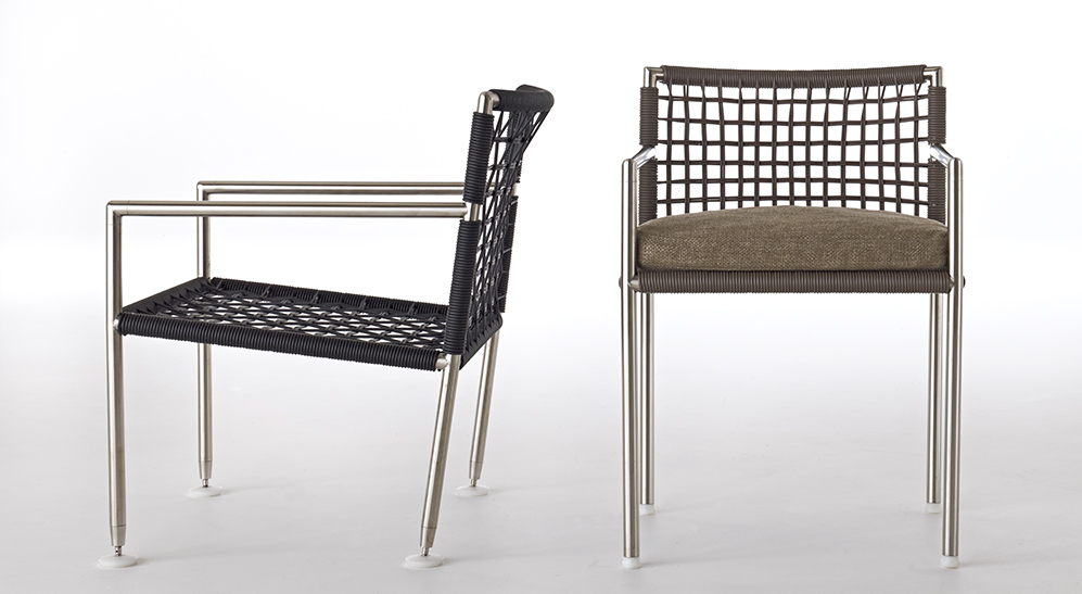 Coro Nest Stuhl PVC Geflecht 3 oder Acryl 6 mm Rahmen Edelstahl satiniert