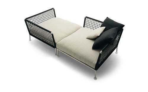 Coro Nest 90 Sofa 1075 x 1075 x 790 mm mit Stabrücken abnehmbarer Stoffbezug Rahmen Edelstahl satiniert