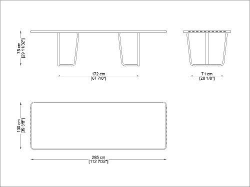 CORO Sally Tisch rechteckig 2850 x 1000 x 750 mm