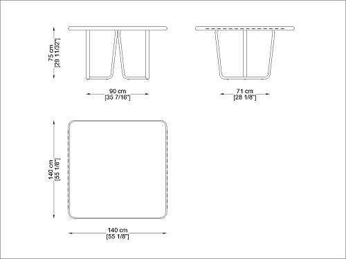 CORO Sally Tisch quadratisch 1400 x 1400 x 750 mm