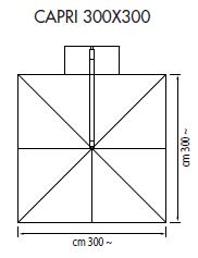 Ampel-Schirm Capri 300 x 300 cm Teak Silber