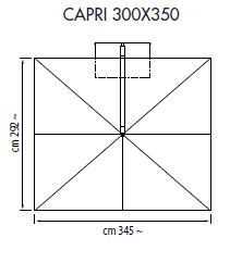 Ampelsonnenschirm Capri rechteckig 300 x 350 cm mit Kurbelbedienung Mast auf Seite 3,5 m Bezug lt. Kollektion Konstruktion Teak Silber