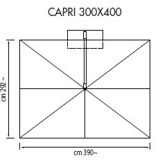 Ampelsonnenschirm Capri rechteckig 300 x 400 cm mit Kurbelbedienung Mast auf Seite 4 m Bezug lt. Kollektion Konstruktion Teak Silber