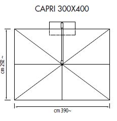 Ampel-Schirm Capri 300 x 400 cm Mast auf Seite 4 m Teak Silber