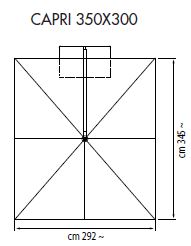 Ampelsonnenschirm Capri rechteckig 350 x 300 cm mit Kurbelbedienung Mast auf Seite 3 m Bezug lt. Kollektion Konstruktion Teak Silber