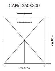 Ampel-Schirm Capri 350 x 300 cm Mast auf Seite 3 m Teak Silber