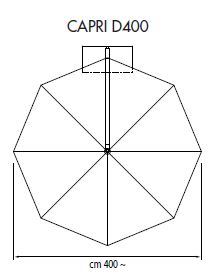 Ampelsonnenschirm Capri rund 400 cm mit Kurbelbedienung Bezug lt. Kollektion Konstruktion Teak Silber