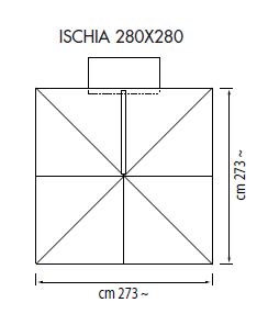 Ampelsonnenschirm Ischia quadratisch 280 x 280 cm mit Kurbelbedienung Bezug lt. Kollektion Konstruktion Teak silber