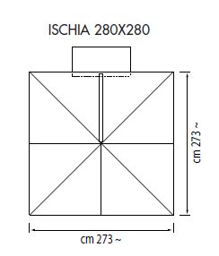 Ampel-Schirm mit Schwenk-System Ischia 280 x 280 cm Teak Silber