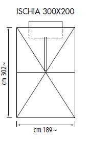 Ampelsonnenschirm Ischia rechteckig 300 x 250 cm mit Kurbelbedienung Mast auf Seite 2,5 m Bezug lt. Kollektion