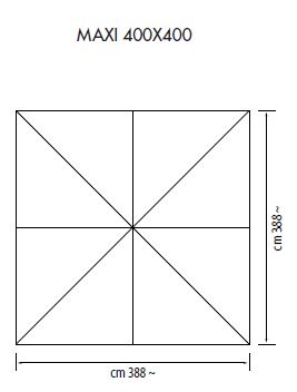 Aluminium Teleskop-Gross-Schirme Maxi quadratisch 400 x 400 cm mit Kurbelbedienung Bezug lt. Kollektion